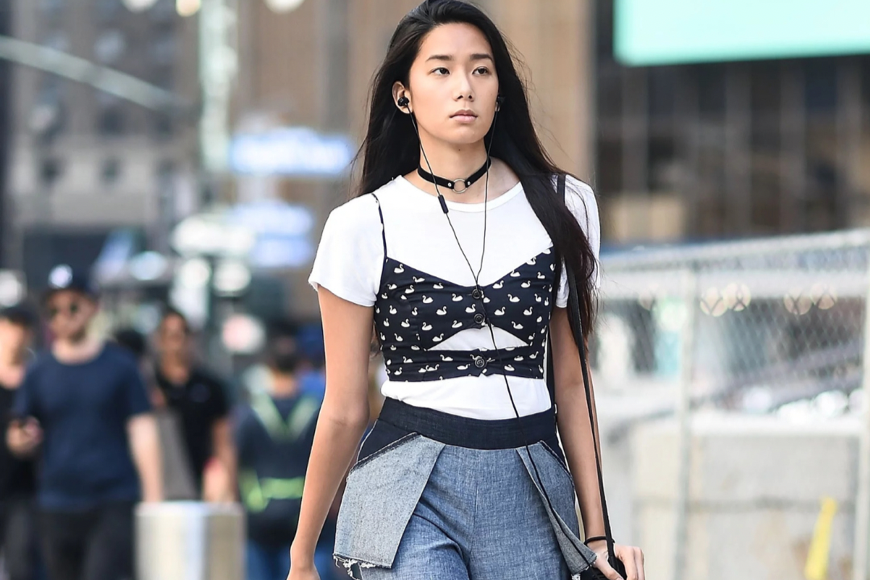 cropped shirt over dress Bodycon dress paired with a tshirt crop top