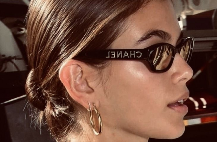 women with small face wearing chanel designer sunglasses