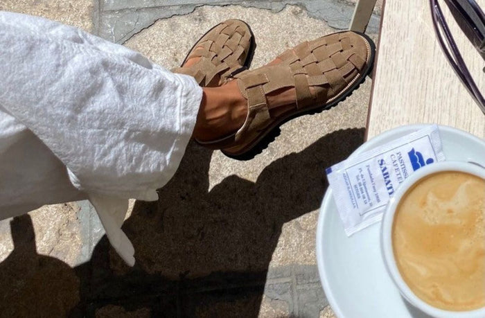 women on vacation wearing long distance walking sandal