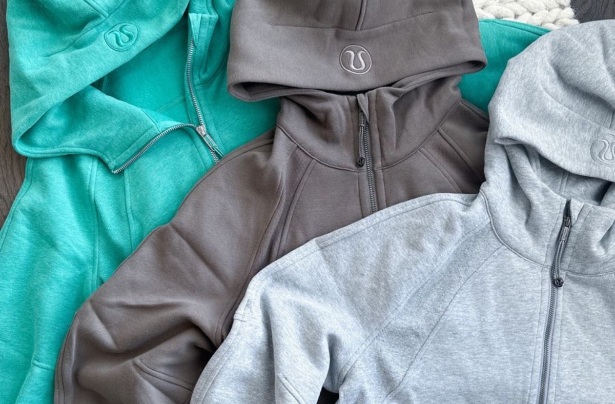 three lululemon scuba jacket on the floor side by side