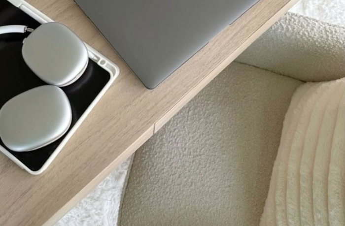 white sherpa desk chair