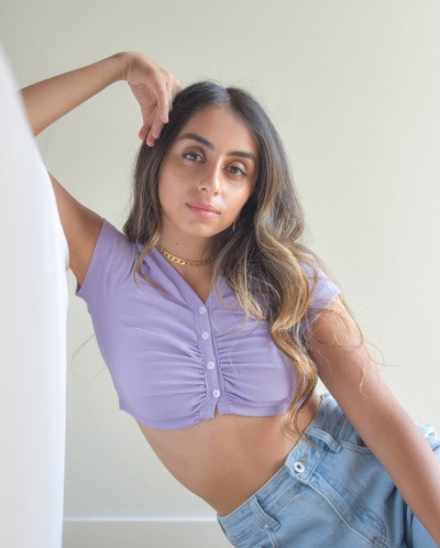CHER RIBBED CROP TOP PURPLE (SAMPLE SALE)