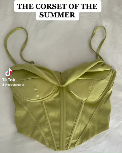 MILLY SATIN CORSET TOP GREEN (SAMPLE SALE)